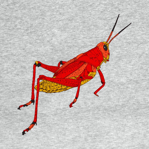 Red grass jumper pointillism illustration by Drumsartco